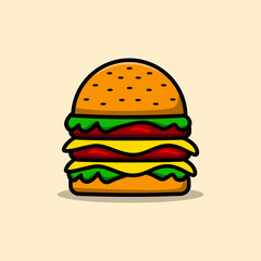 burger illustration for logo and sticker.