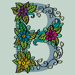 Hand drawn doodle alphabet letter B
