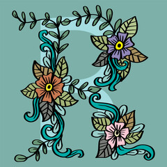 Hand drawn doodle alphabet letter R