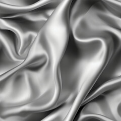 Luxury silver silk fabric texture, elegant seamless pattern, realistic light and shadow background, photorealistic wallpaper, generative ai