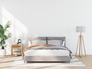 interior modern bedroom, Minimalism. 3d render