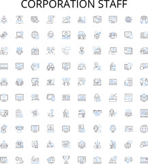 Corporation staff outline icons collection. Employees, Executives, Management, Personnel, Workers, Staffing, Personnel vector illustration set. Officials, Administrators, Professionals linear signs