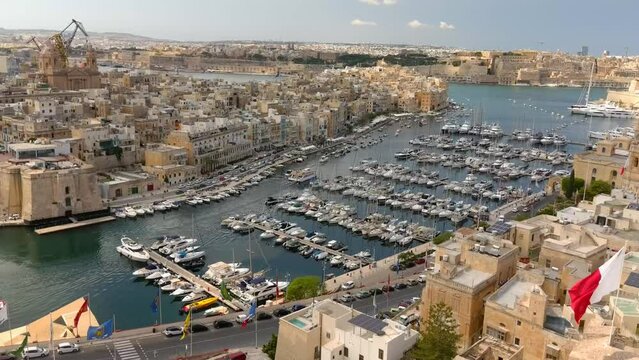 Drone shot of Birgu's Dock