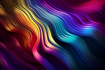 a chromatic color wave, metallic with colorful vibrant hues, photorealistic wallpaper. generative AI