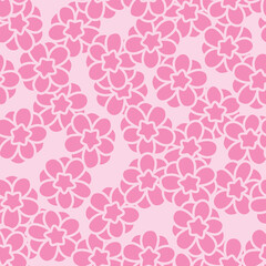 Japanese Star Cherry Blossom Fall Vector Seamless Pattern