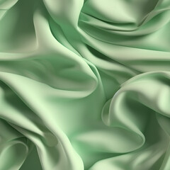 Luxury soft green silk fabric texture, elegant seamless pattern, realistic light and shadow background, photorealistic wallpaper, generative ai