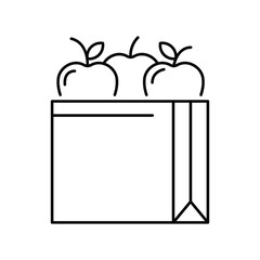 Apples fruit bag icon design. Apples package icon. isolated on white background. vector illustration