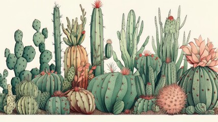 illustration cartoon cactus - obrazy, fototapety, plakaty