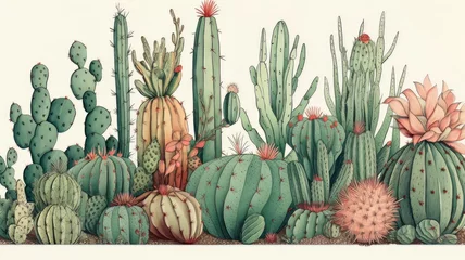 Foto op Canvas illustration cartoon cactus © Aukid
