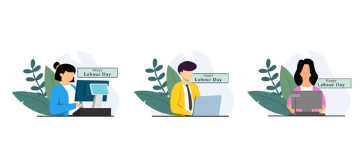 Labour Day Bundle Flat Illustration