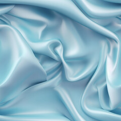 Luxury light blue silk fabric texture, elegant seamless pattern, realistic light and shadow background, photorealistic wallpaper, generative ai