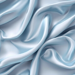 Luxury light blue silk fabric texture, elegant seamless pattern, realistic light and shadow background, photorealistic wallpaper, generative ai