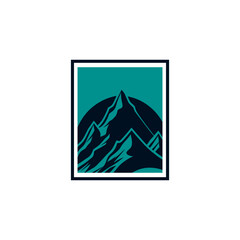 Modern blue mountain logo illustration design