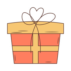 Cozy hygge gift box. Hand drawn illustration in doodle style.