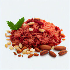 red basmati rice with nuts