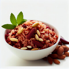 red basmati rice with nuts