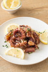 grilled octopus or squid with butter lemon sauce