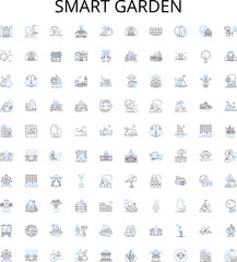 Smart garden outline icons collection. Smart, Garden, Automated, Intelligent, Connected, Planting, Watering vector illustration set. Monitoring, Soil, Growing linear signs