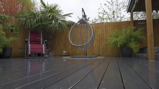 Summer shower in a english modern garden. UK
