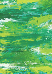 Fototapeta na wymiar 緑系の絵の具で塗りつぶした縦型背景