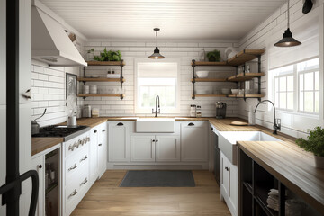 A modern farmhouse kitchen concept. generative AI