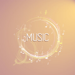 vector illustration with neon line abstract music background