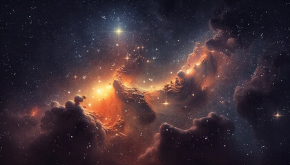 The explosion supernova. Bright Star Nebula. Distant galaxy. Abstract image. Generative AI