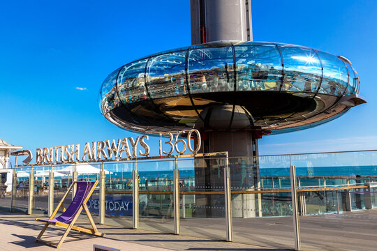 The British Airways i360 observation tower at Brighton beach, England, UK
