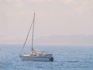 Lone Yacht Misty Morning