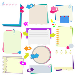 Set of note paper with arrows