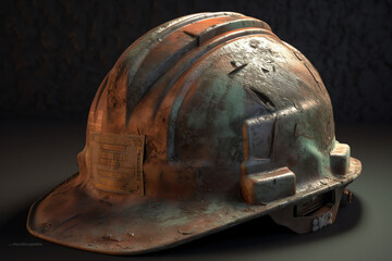 A weathered and cracked hardhat. generative AI