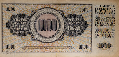 old Yugoslavia color banknote of 100 Dinars