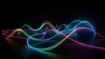 Neon glowing light wave. glow effect for music video background, dj graphics, vj background