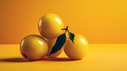 丸い果物の黄色い世界