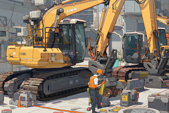 construction worker operating heavy machinery. generative AI