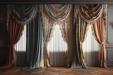 decorative curtains with intricate and textures. generative AI