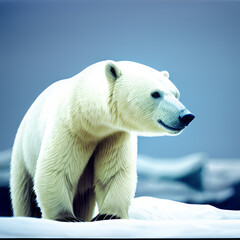 Obraz na płótnie Canvas a polar bear is walking on the snow.
