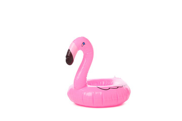 Rubber ring flamingo isolated on white background