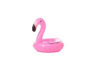 Rubber ring flamingo isolated on white background