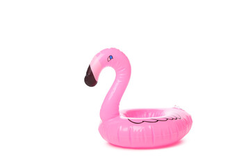 Rubber ring flamingo isolated on white background