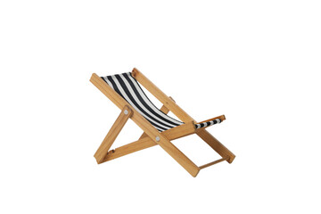 Empty deck chair isolated on white background