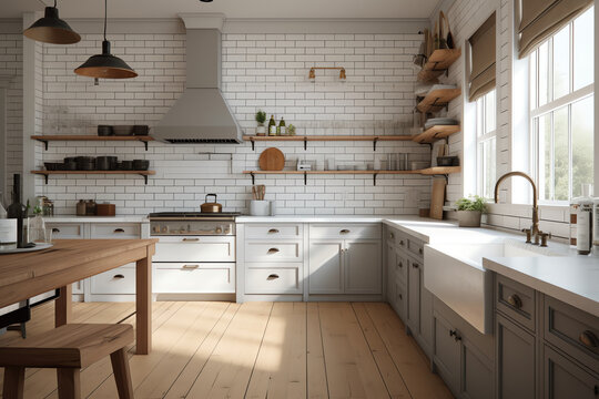 modern farmhouse kitchen room concept. generative AI