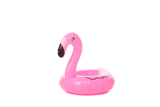 Rubber ring flamingo isolated on white background