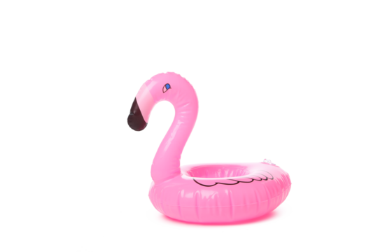 Rubber ring flamingo isolated on white background
