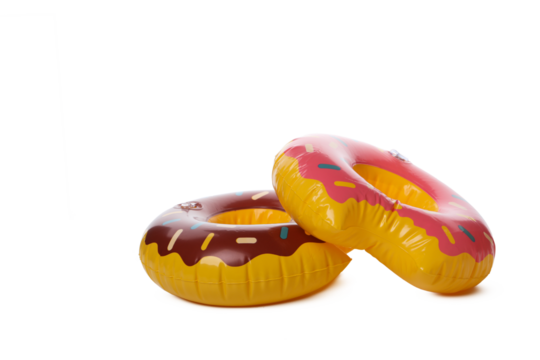 Rubber ring donuts isolated on white background