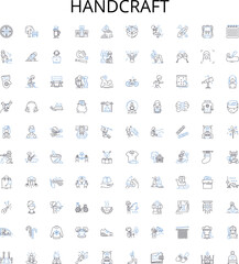 Handcraft outline icons collection. handcraft, artisan, craft, creativity, skill, talent, design vector illustration set. technique, tool, material linear signs