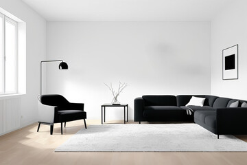 a view of a living room with a couch and a chair