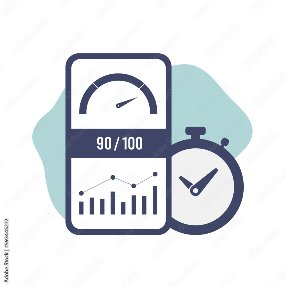 Poster optimize website performance with core web vitals - vector icon depicting growing chart, indicator, 