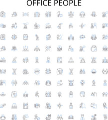 Office people outline icons collection. Office, People, Workers, Staff, Employees, Executives, Professionals vector illustration set. Managers, Colleagues, Supervisors linear signs