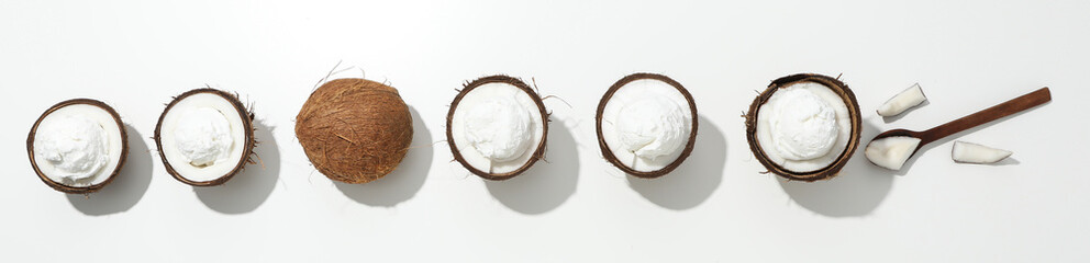 Summer dessert - ice cream, ice cream with coconut